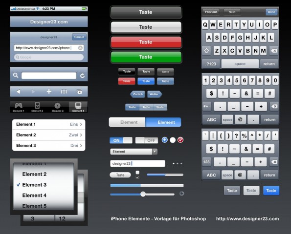 iPhone GUI MockUp für Photoshop - Elemente iPhone GUI MockUp für Photoshop - Elemente