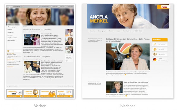 Design - Angela-Merkel.de Vorher/Nachher
